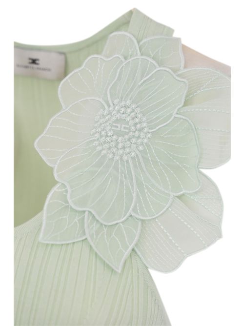 Canotta a costine con fiore Menta Elisabetta Franchi | TK29B51E2124